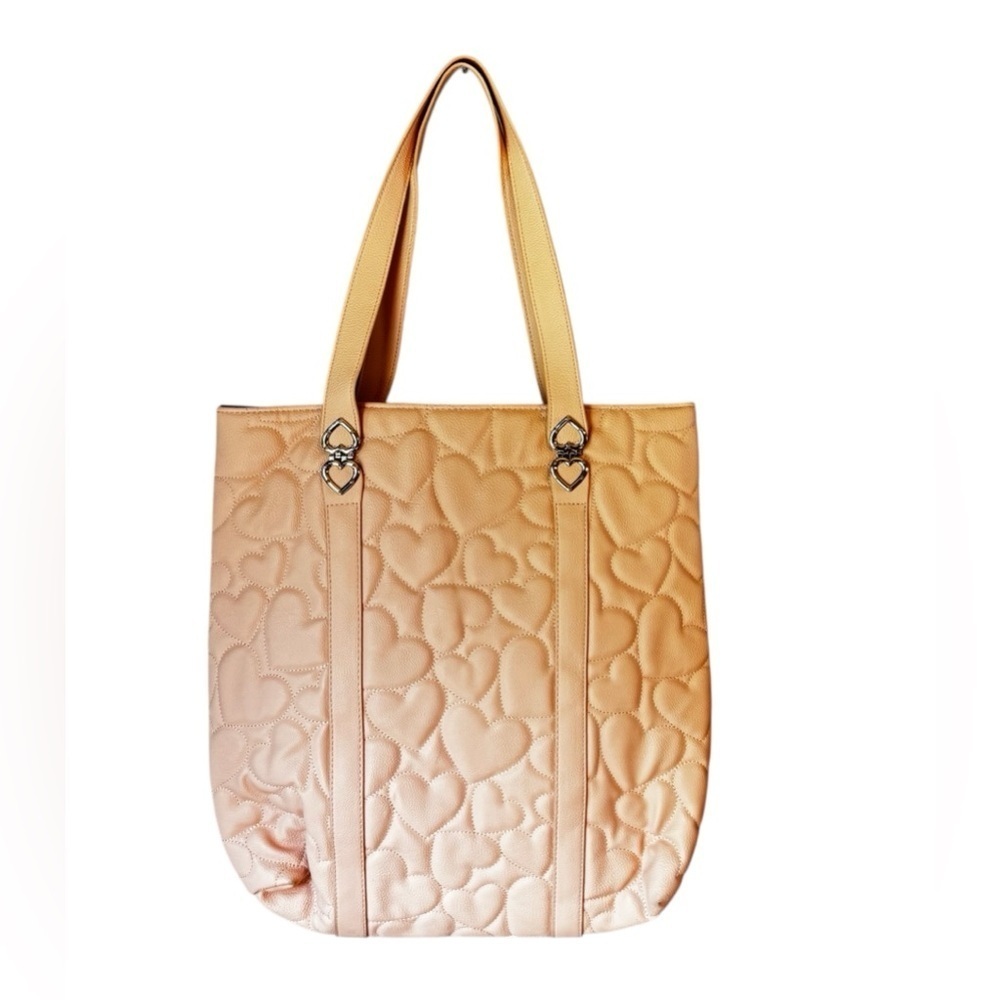 Betsey Johnson Blush Pink Faux Leather Quilted Heart Patterned Large Tote Bag - Picture 2 of 11